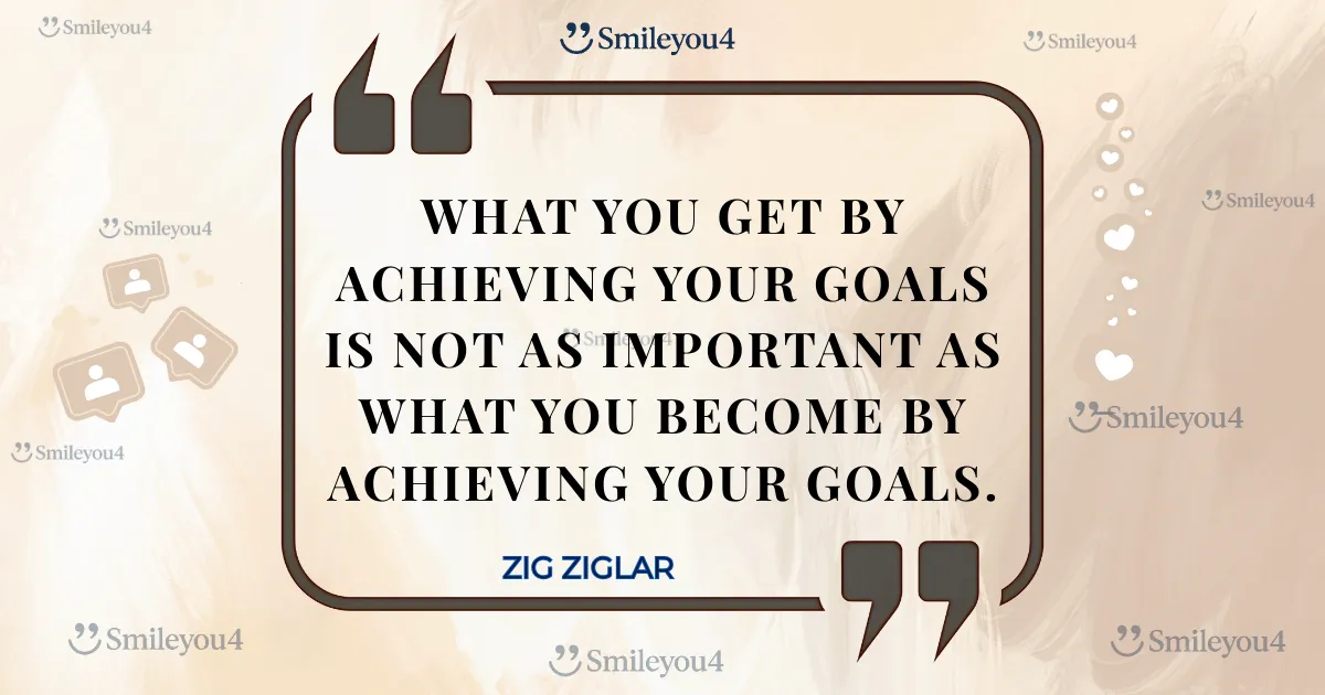 Inspirational quote by Goethe: "What you get by achieving your goals is not as important as what you become by achieving your goals," inside a stylized quote bubble.
